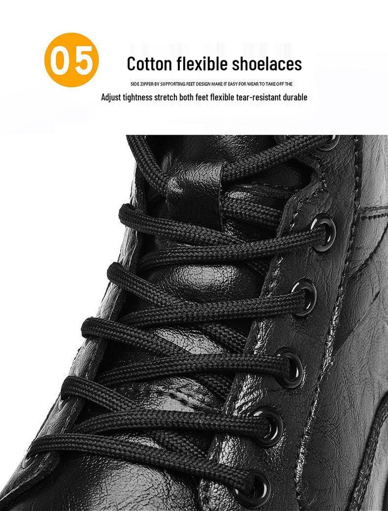 Men's Large Size High-Top Leather Winter Martin Boots for Outdoor Work