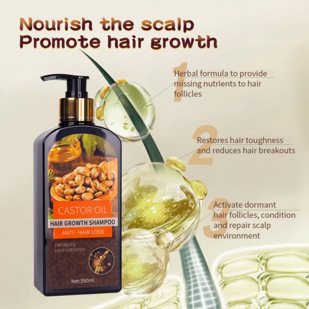 Rizinusöl-Haarwuchs-Shampoo, pflanzliches, nährendes Shampoo gegen Haarausfall, natürliches Wachstum, weiches und erfrischendes Shampoo