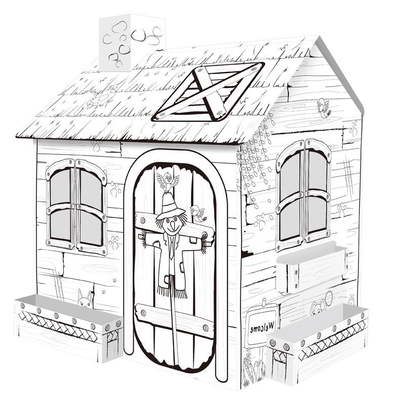 DIY Cardboard House Model: Early Education Puzzle & Painting Toy for Kids