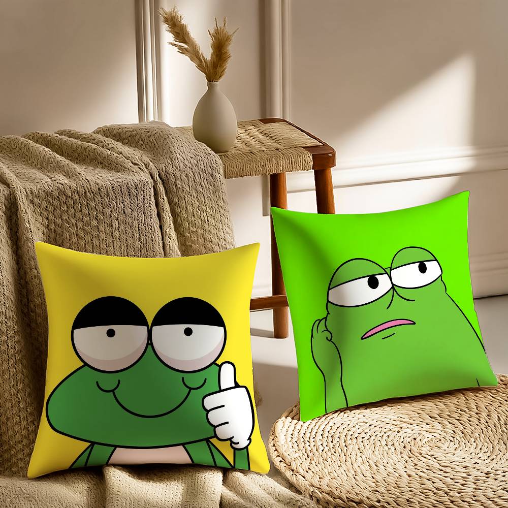 F-Frog Pillow Case Sofa And Living Room Decorative Cushion Covers Dust-proof And Mite-proof Invisible Zipper