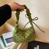 Cloth Polka Dot Shoulder Bag Pleated Canvas Underarm Bag Charming Small Hobo Bag  Travel