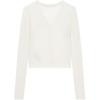 Calvin Klein Jeans Letter Jacquard V-Neck Long Sleeve Knit Top Women Tops Off-White J224287