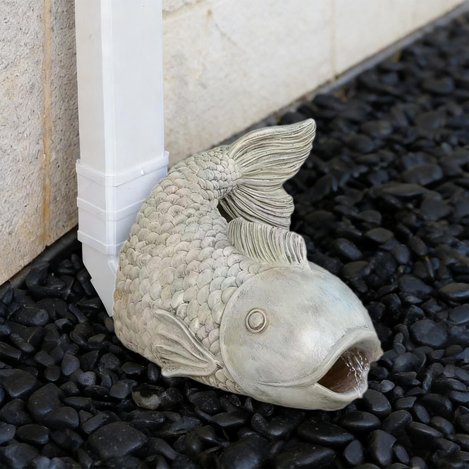 

Rainwater Diverter Fish Gutter Downspout Extende Statue House Replacement Ornament Rain