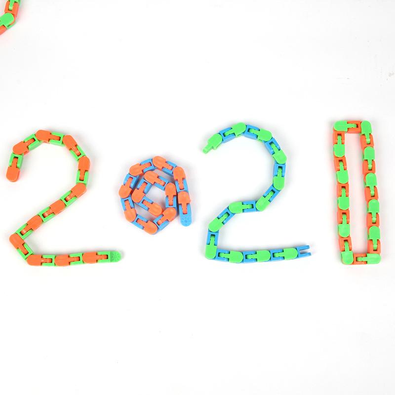 3pcs 24 Section Chain Magic Bracelet Multifunctional Folding Stress Reducing Chain Toy Children's Birthday Party Gift Filling