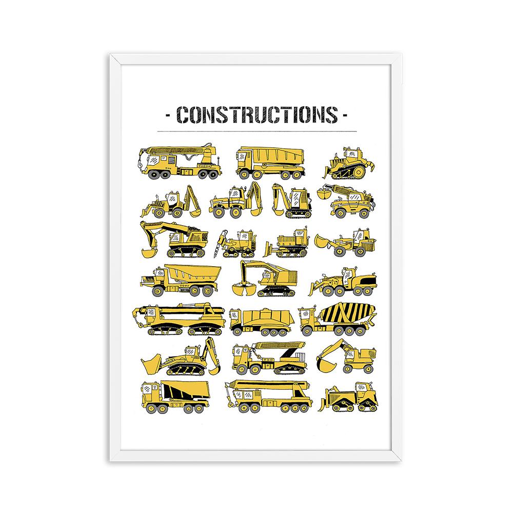 

Картина на холсте Грузовики Автомобиль Настенная печать Плакаты Экскаватор Детская Строительная техника Декор Настенный плакат для детской комнаты для мальчика 21x30cm No Framed