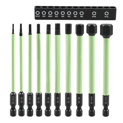 10Pcs Magnetic Allen Wrench Drill Bit Set Impact Hex Screwdriver Bit Set 1/4inch Hex Bit Industrial Maintenance Tool