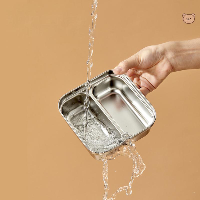 304 Stainless Steel Square Lunch Box With Lid Portable Fruit Salad Food Container Stackable Leak Proof Bento Box