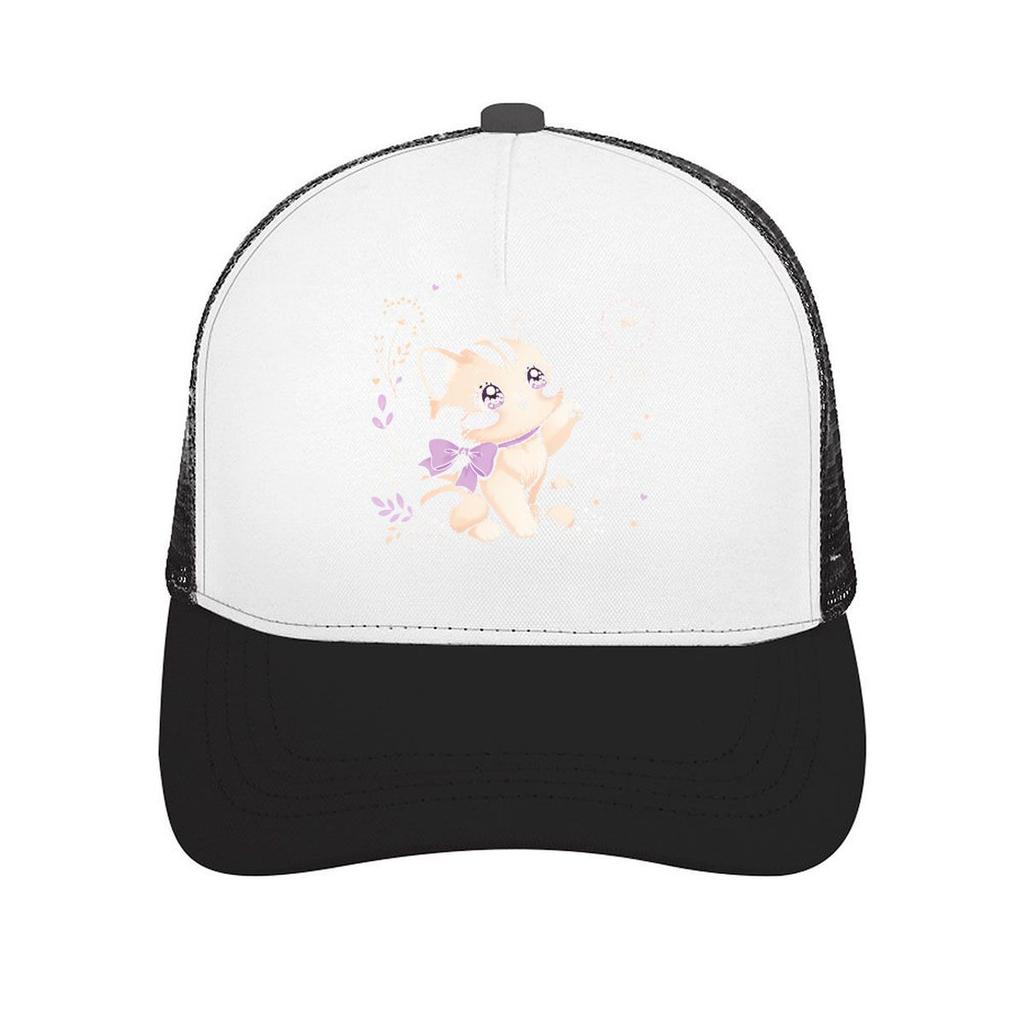 Sweet Pastel Kitten Wish Charm Mesh Baseball Cap Casual Hat Outdoor For Womens Unisex FeUnisex