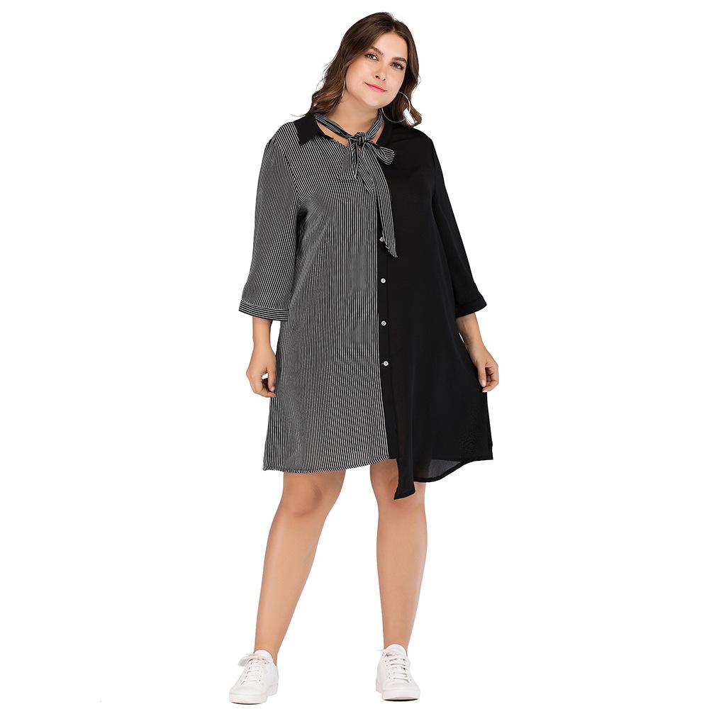 Spring and Autumn Women's Dress Large Size Splicing Irregular Dress Thin Dress