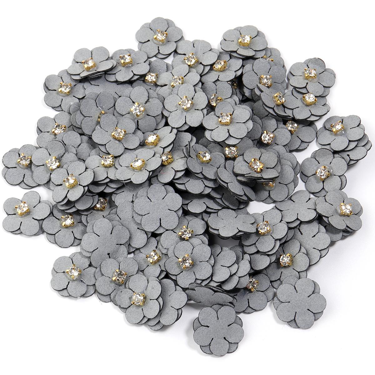 

20pcs/lot 2cm 2.5cm Handmade Rhinestone Flowers Appliques DIY Hat Clothes Sewing Supplies Hair Accessories Party Decoration 2cm серый