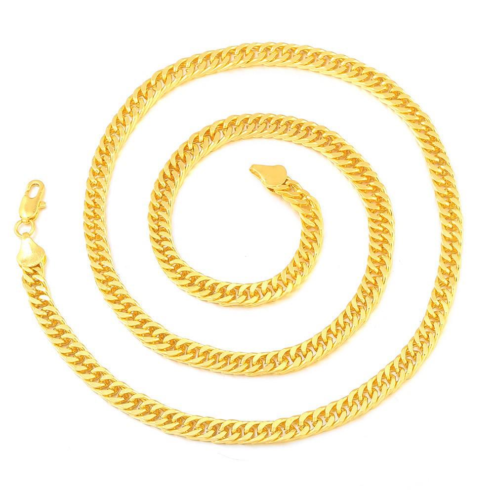 Temu 18K Gold Imitation 4MM Plated Flat Necklace - Popular Jewelry for Men & Women