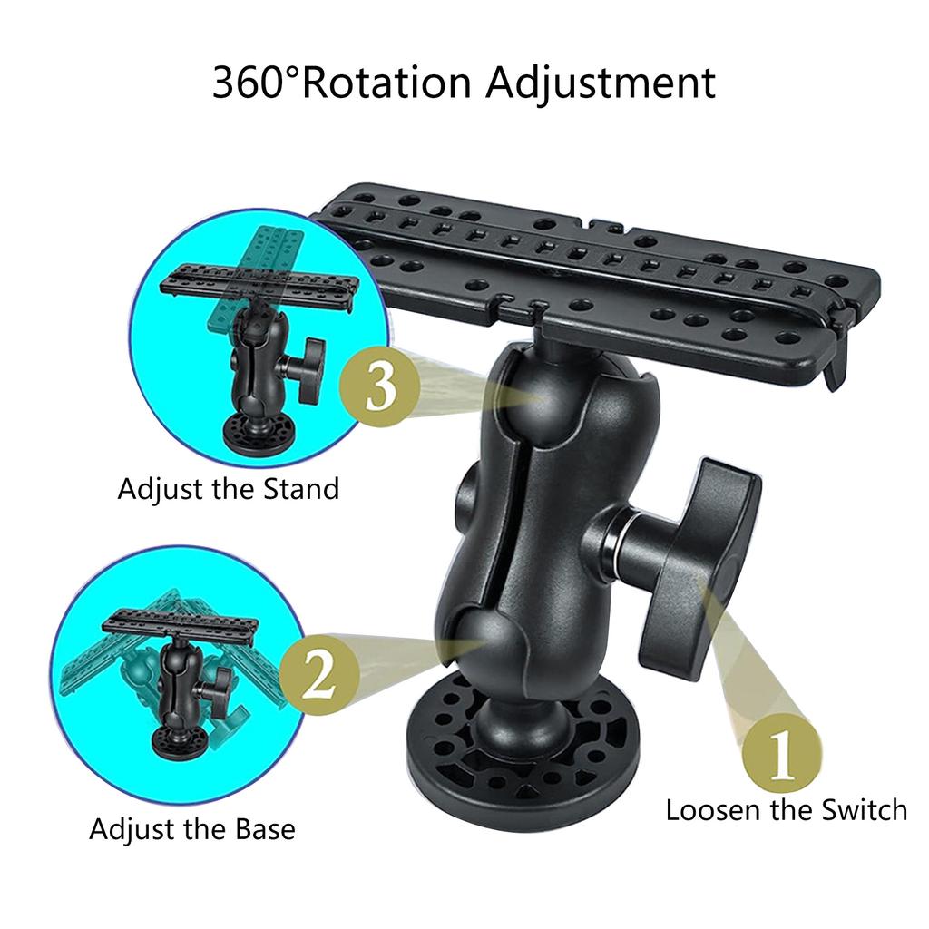 360 Degrees Rotation Fish Finder Holder Universal Kayak Mounting Plate Fish Finder Mount Ball Mount Fish Finder Bracket