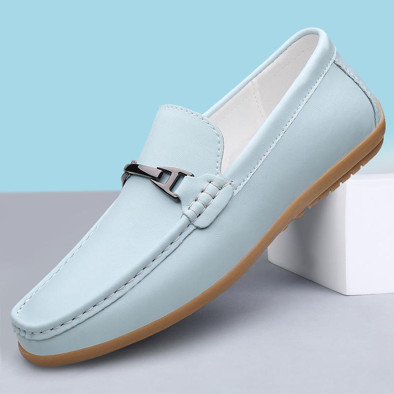 Fashion 2025 New Fashion Men Korean Style Soft Leather Slip-on Business Loafers Shoes Man Casual Lazy Boat Shoes Comfort Driving Shoes