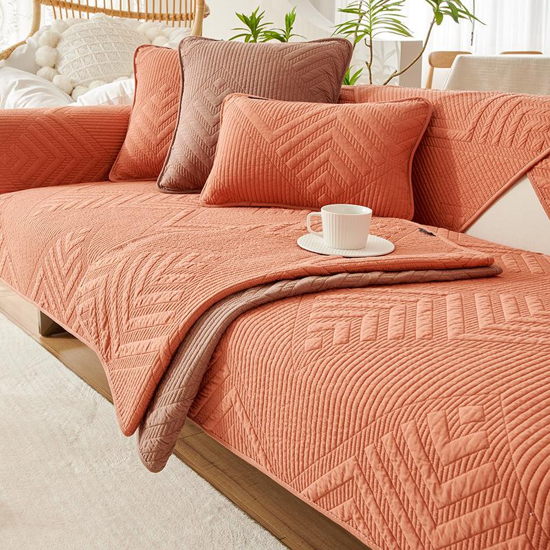 Pure Cotton Sofa Cushion Four Seasons Universal Non-Slip Simple Modern Cotton Fabric Seat Cover Cover All-Inclusive Universal Cover Towel