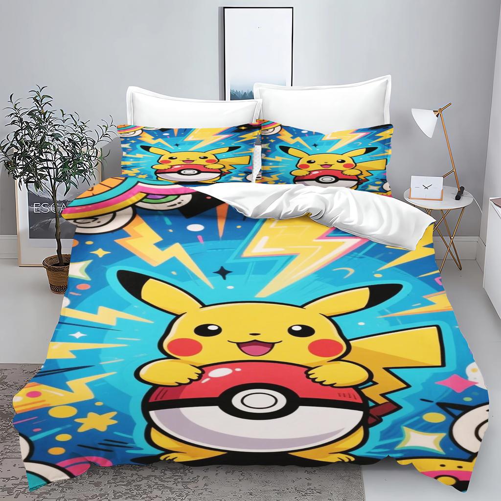 PokéMon Tuya Anime Home Bedroom Comforte Nordic Polyester Material Suitable for Children and Adults 3-piece Set