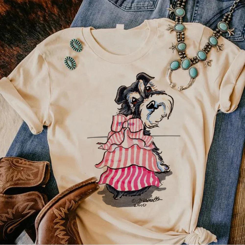 Schnauzer Women Japanese Comic Funny Tshirt Girl Comic Clothes Funny Dog Printed Streetwear Trendy Womens Clothing Tee Tops S