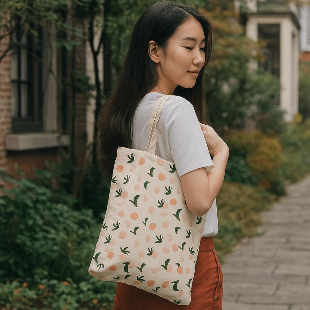 Lightweight Double-sided Bags Exquisite Cotton Linen Totes Portable Canvas Cloth Bags Shopping