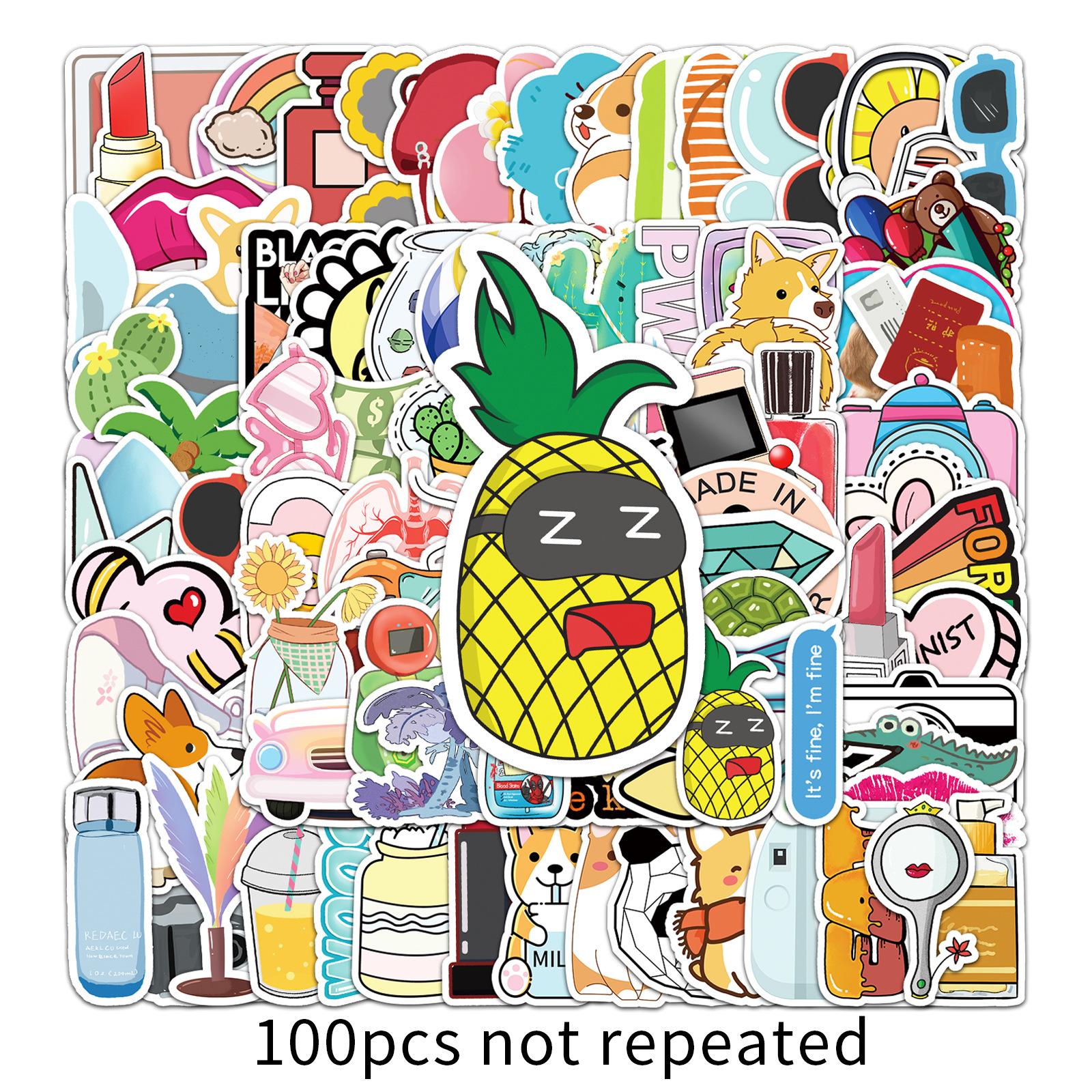 

100 наклеек VSCO в виде вороны, персонализированные трансграничные маленькие свежие наклейки на ветру, сделай сам, наклейки на багаж для скейтборда, водонепроницаемые