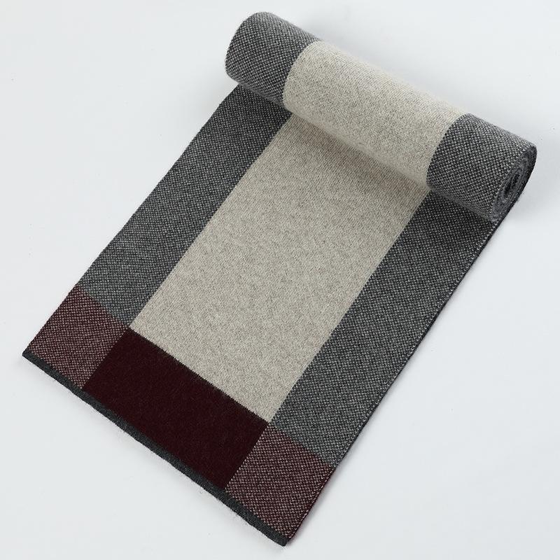 Cashmere men's scarf long scarf business casual plaid trend autumn and winter light 2025 knitting warm and comfortable
