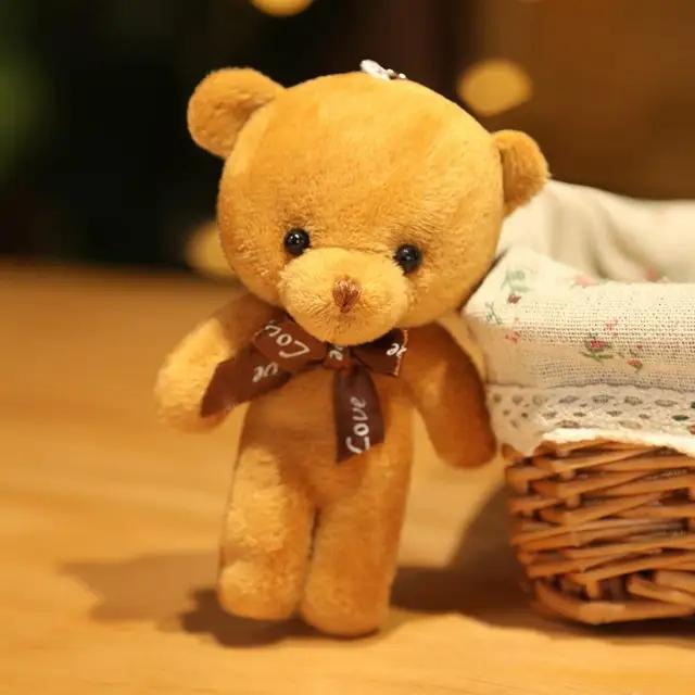 10PC Stuffed Plush Teddy Bear Doll Cute Animal Bear Plush Toy Little Bear Keychain Gir Key Chain Bag Pendent Children Small Gift