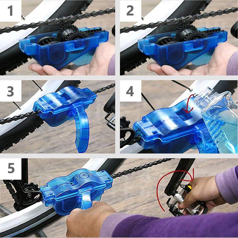 Portable Bicycle Chain Cleaner Bike Brushes Scrubber Wash Tool Mountain Cycling Cleaning Kit