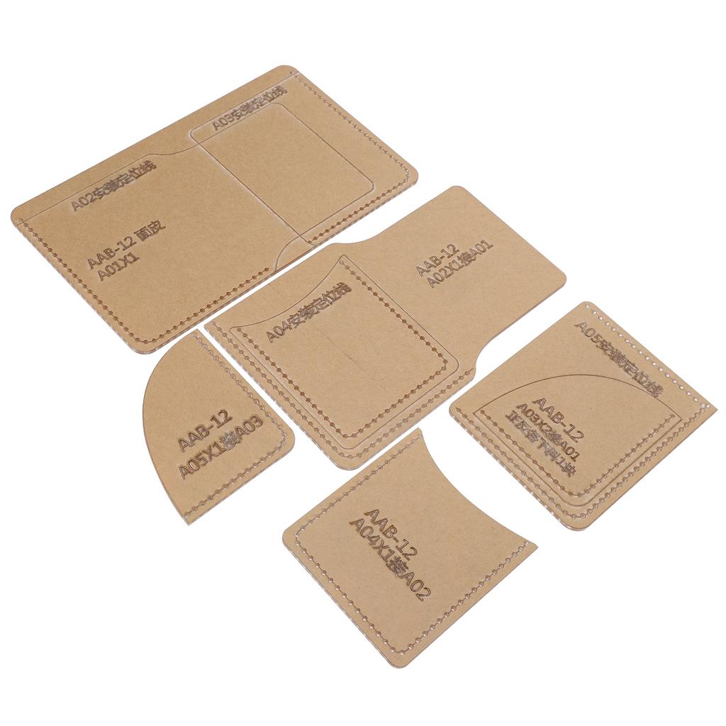 5Pcs Acrylic Template DIY HandMade Short Wallet Leather Pattern Mold Craft Tools
