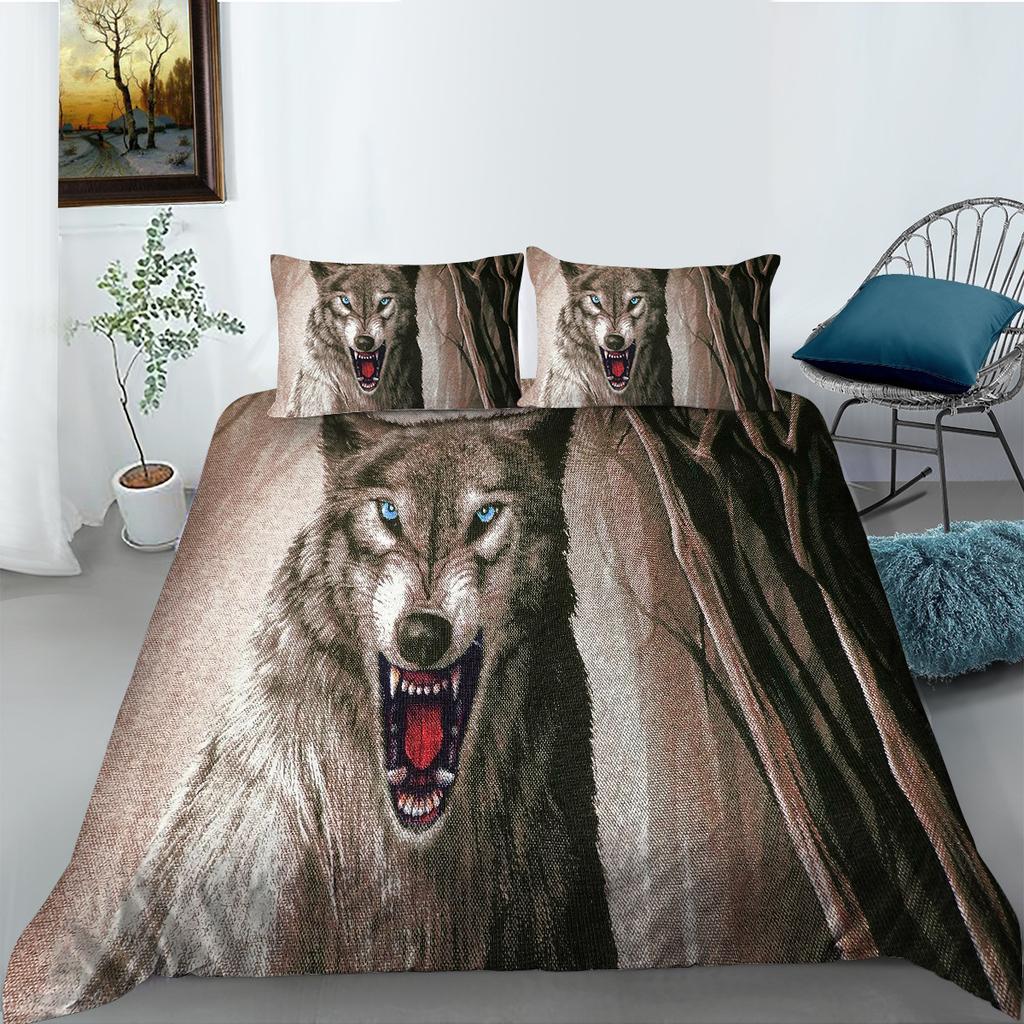 Shopify Can Wolf Series Bedding Two Or Three Pieces Polyester 3D Digital Printing