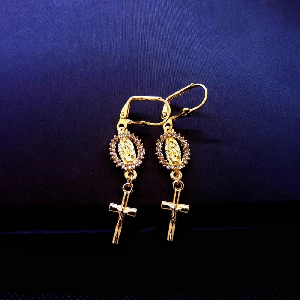 Retro Rhinestone Cross Eardrop Relief Rhinestone Earrings New Punk Style Earrings