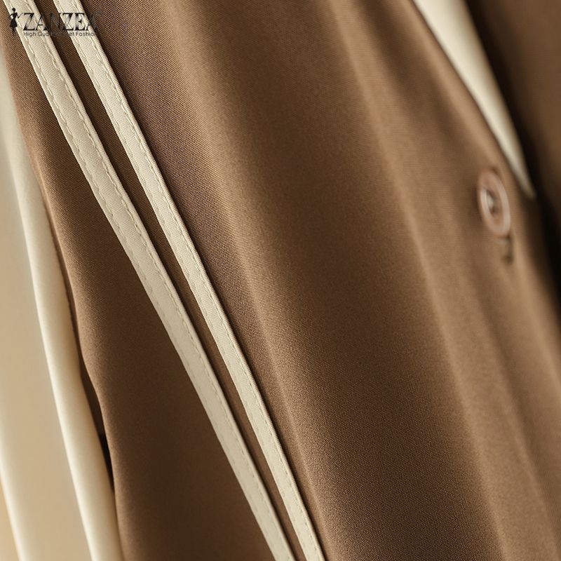 ZANZEA Damen Lässige Puppenkragen Sommer Halbarm Bluse