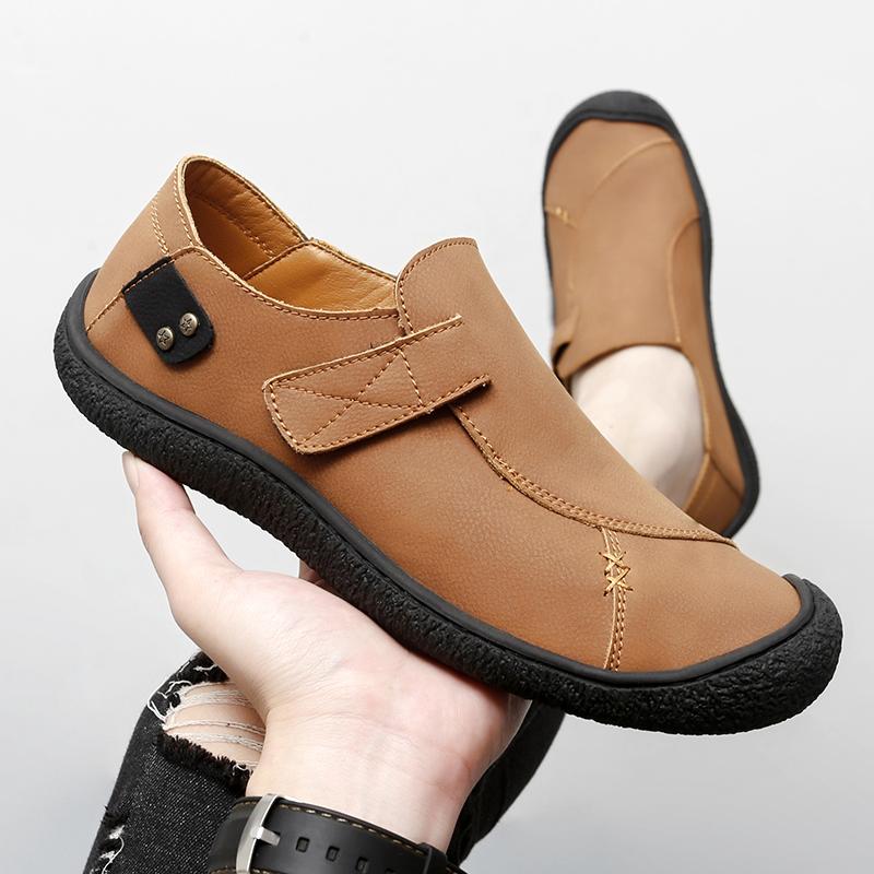 Fashion Genuine Leather Mens Leisure Walk Flats New Handmade Outdoor Loafers Man Casual Driving Shoes Vintage Style Male Hiking Footwear