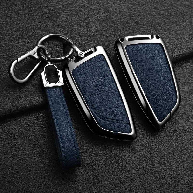 Goat Leather Zinc Alloy Car Key Case For Bmw X1 X3 X4 X5 G05 X6 X7 G20 G30 G11 F48 520 525 118I 218I 320I Key Case Car Key Fob