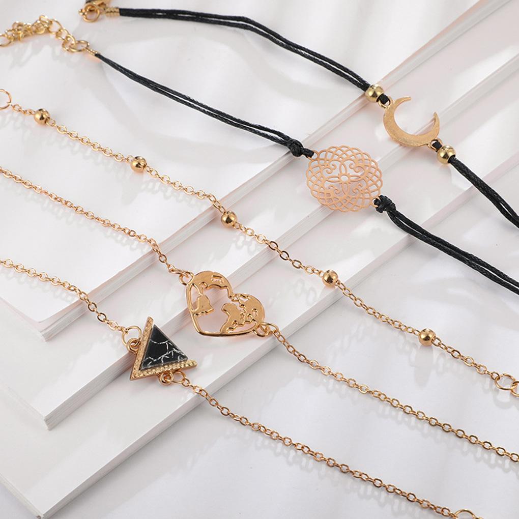 5pcs/set Bracelet Alloy Vintage Bangle Woman Party Hand Chain Woman Decoration Jewelry Accessory