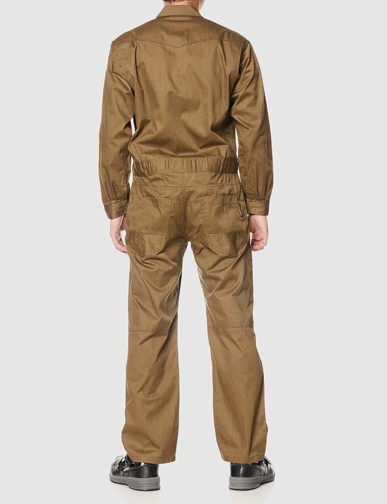 GRACE ENGINEERS GE430 38 Heather Khaki Ganzjahres-Melange Ein-Falten Langarm-Jumpsuit, Größe S