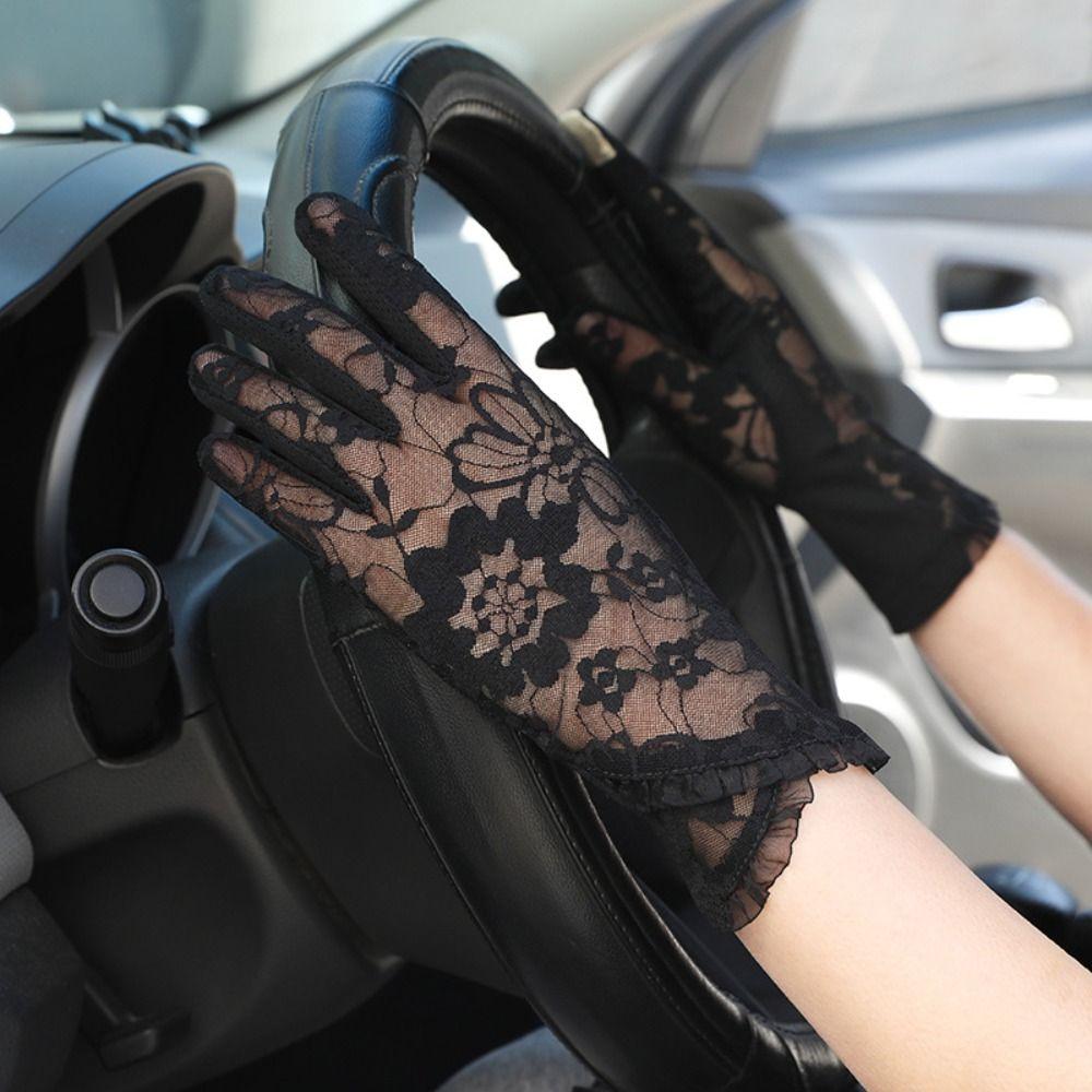 Sun Protection Lace Glove Thin Car Driving Mittens Elegant Touch Screen Gloves  Cycling