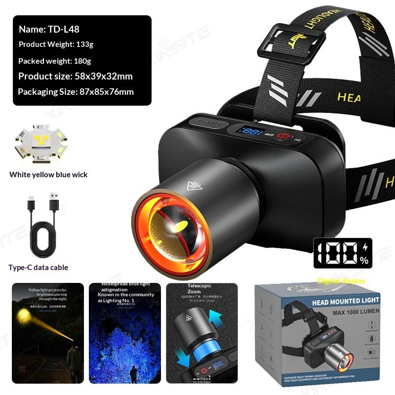 Super Bright Led Sensor Headlamp Usb Rechargeable Headlight Front Led Head Light With Built-In Battery Camping Fishing Lantern