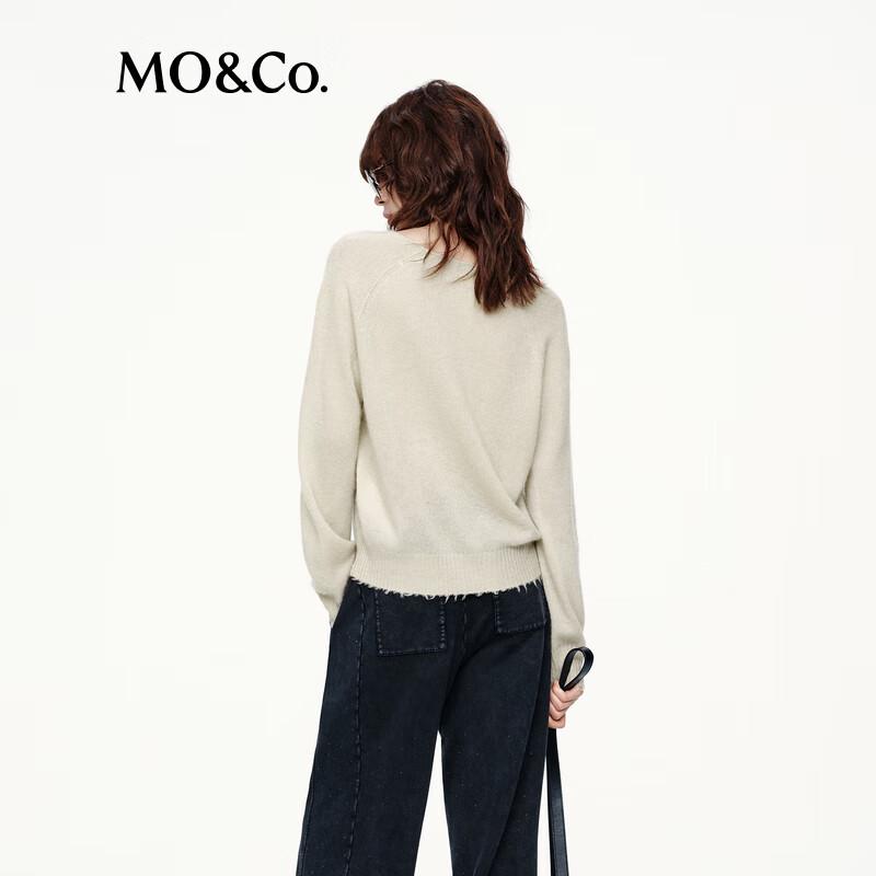 MO&Co. V-Neck Wool Blend Loose Fit Sweater