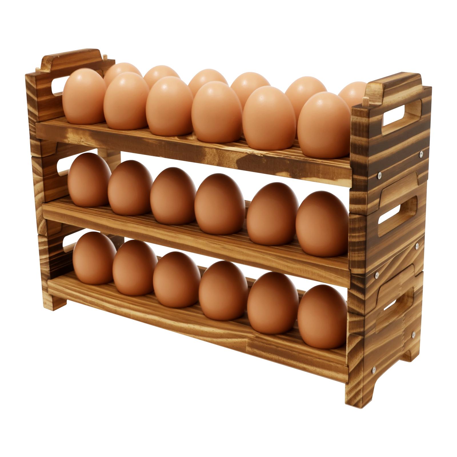 Деревянная подставка для яиц, трехъярусная, прочная, штабелируемая, вмещает до 36 свежих яиц, подходит для дома, кухни, шкафа или холодильника.