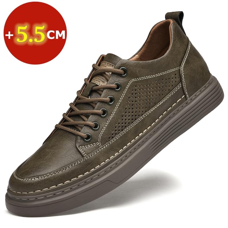 High-quality Cow Leather Spring Summer Heightening Shoes Elevator Shoes Men Height Increase Insole 5.5CM Sneakers Sport Shoes
