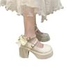 Summer New Sweet Bow Mary Jane Versatile Temperament Comfortable Fashion Light Mouth Thick Heel Small Leather Shoes