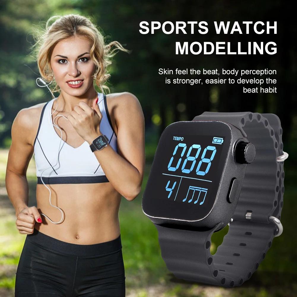 Wearable Vibrating Metronome Watch Adjustable Strap for Running Music Practice Guitar Piano Drums