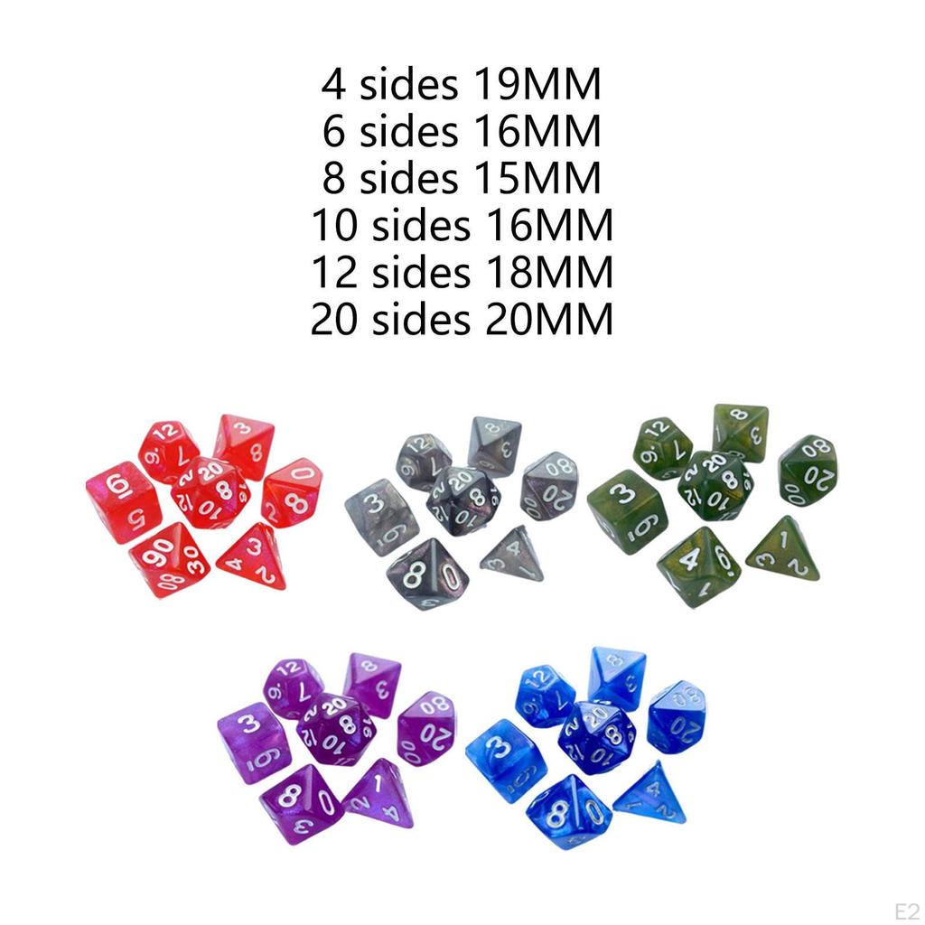35Pcs Polyhedral Dices Set, Multi Sides Gaming D20 D12 D10 D8 D6 D4 for Party Supplies
