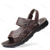 Fashion Summer Men Sandals Non-slip Open-toe Leather Sandals Comfortable Outdoor Beach Shoes Soft Soled Casual Sandals High Quality