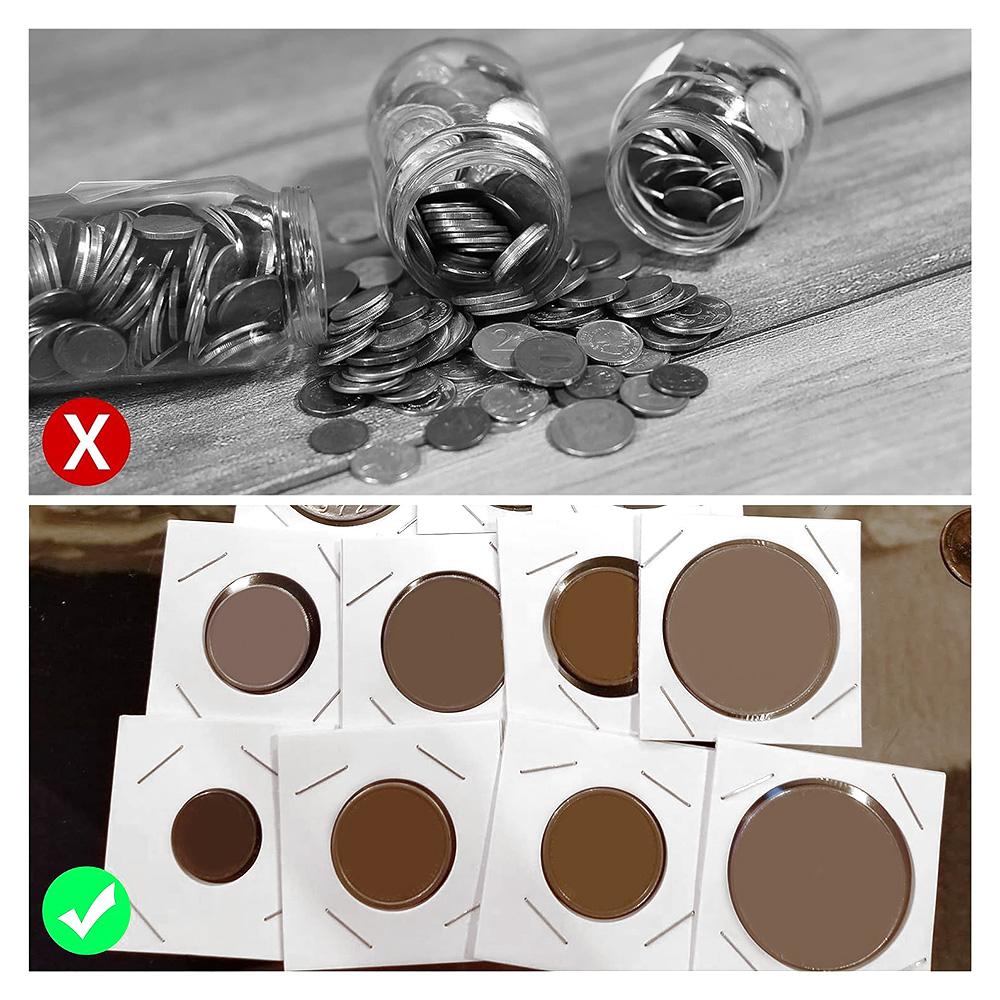 50 buc. Suporturi pătrate de monede din carton Suporturi pentru monede Suporturi pentru monede 17,5 mm-40 mm Suporturi pentru monede Clip de depozitare Suporturi pentru monede Capac pentru depozitare