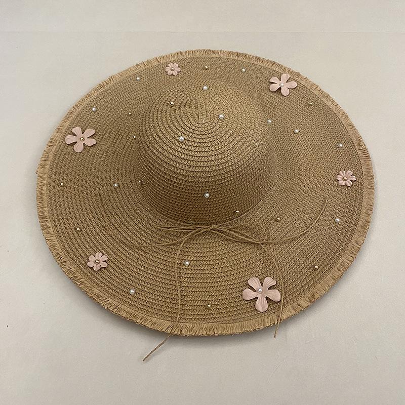 Flower Straw Hat Women'S Summer Seaside Beach Vacation Big Brim Sunshade Sunscreen Hat Supply Sun Hat