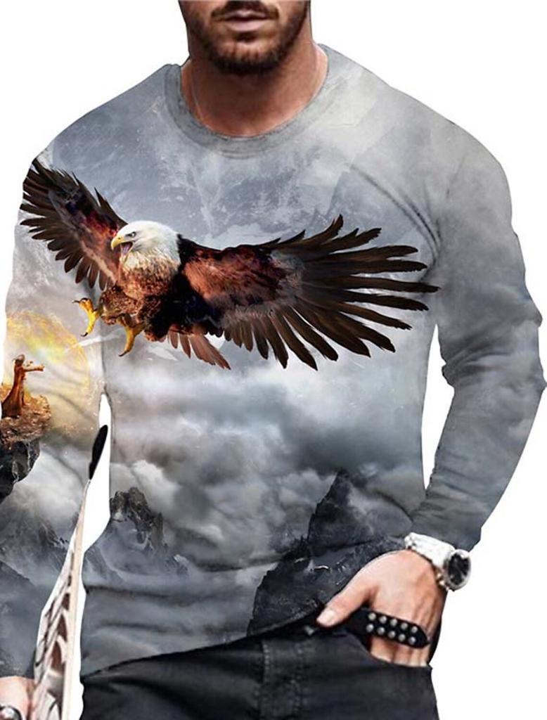 3D Men's Long Sleeve World Map Leisure Sports Fitness Retro Classic Long Sleeve Outdoor Sports T-Shirt Oversized Warm Longsleeve