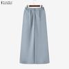 ZANZEA Women Casual Solid Color Loose Long Straight Pants