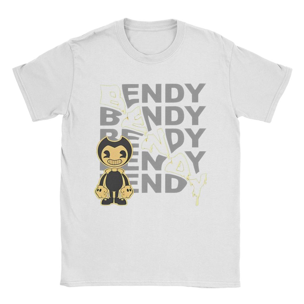 Bendy Cartoon TShirt Unisexs 100Cotton Top Tee Funny Game Crewneck Short Sleeve