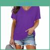 Damen T-Shirt mit kurzen Ärmeln, V-Ausschnitt und Polyesterstoff für legere Sommerkleidung