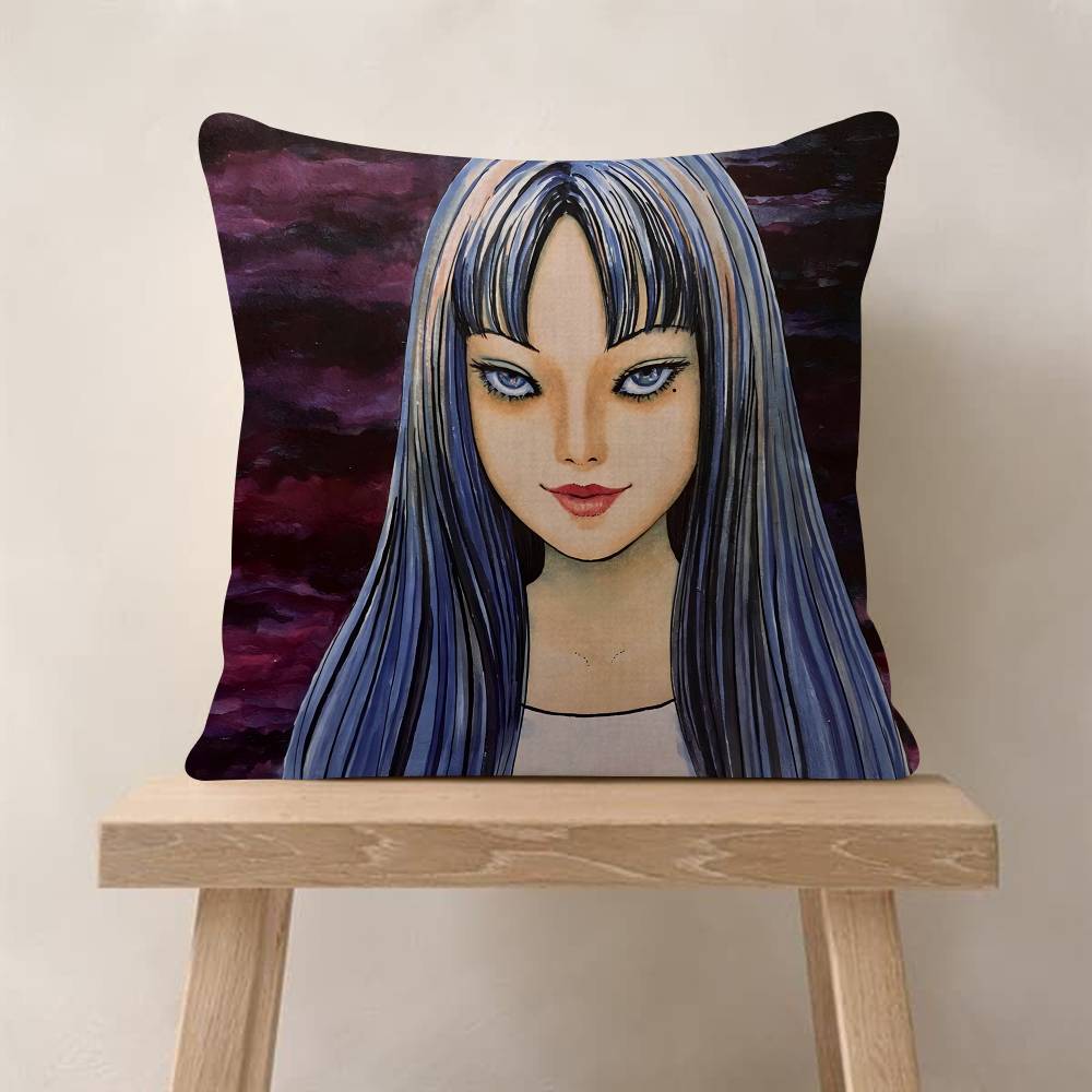 

Junji Ito Tomie Retro Kawakami Pillow Covers Cartoon Sofa Decorative Home Doublesided Printing Short Plush Cute Cushion Cover 30x30cm