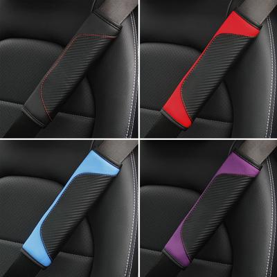 Car Seat Belt Cover Carbon Fiber Leather Crown Universal Auto Seat Belt Covers Shoulder Protection Car Accessories Interior